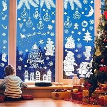Stickers Fenêtre Noël Réutilisables - Lot De 9 Autocollants Électrostatiques Rose - Père Noël, Bonhomme De Neige
