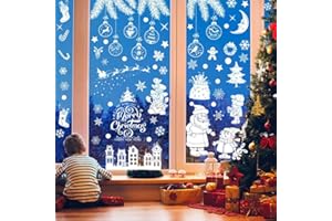 ‎MIZIJIA Weihnachtsdeko Fenster, 9 Blatt Fensterbilder Weihnachten, Fensterdeko Weihnachten Selbstklebend, PVC Fenstersticker Weihnachten, Doppelseitiger Fensteraufkleber Weihnachten Kinder