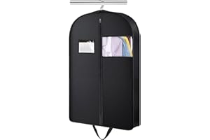 JJHXM 1 Pièces 110x 60x10cm housse vetements à suspendre pour anti Poussière,housses de vêtements Noir,avec zip,une fenêtre transparente,pour rangement costume, chemises