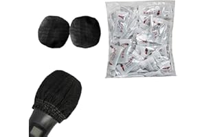 SUFANG 100 cubiertas de micrófono desechables no tejidas, cubierta de micrófono para sala de grabación KTV para noticias, reuniones.... Color negro.