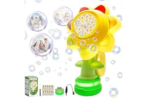 LIBERSHINE Machine a Bulles pour Enfant, Machine à Bulles de Savon avec 120ml Solution à Bulles, pour Enfants Activités intérieure et extérieure Soirée à thème d'été Anniversaire, Cadeau pour Enfant