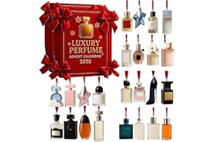 JOPWUE Calendrier de l'Avent 2025 avec parfum de luxe – 24 jours de parfums avec ornements en acrylique 2D, ensemble de cadeaux de compte à rebours pour femmes, hommes, adolescents (2 pièces)