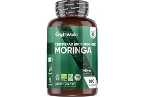 Ekologiska Moringa-kapslar – 1650 mg Moringa Oleifera-pulver – 180 veganska kapslar för 2 månader – Certifierad ekologisk sup