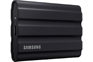 Samsung T7 Shield Portable SSD 1TB, USB 3.2 Gen2 External SSD, Up to 1,050MB/s, Rugged, IP65 Water & Dust Resistant, for Photographers, Content Creators and Gaming, Mac Compatible, MU-PE1T0S, Black