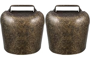 HEALLILY 2 Pieces Cow Bell Goat Bell Hanging Bell Small Antique Iron Bell in Antique Gold Soundful Cow Bell Size L