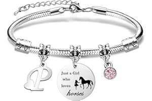 COEROW 26 Initial Letters Horse Bracelets Just A Girls Who Loves Horse Horse Bracelet for Women Girls