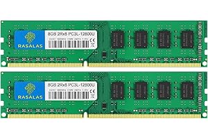 Rasalas 16GB (2X8GB) PC3L-12800U DDR3 1600Mhz DDR3L 12800 PC3 DIMM PC RAM 2RX8 Desktop 240-Pin 1.35V UDIMM Memoria CL11 Unbuffered Non-ECC