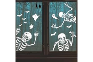 CAREIGN Halloween Window Decorations - Skeleton Stickers, Indoor Wall Decor for Haunted House Party Supplies