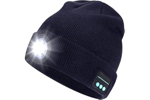 Achort Berretto Bluetooth 5.0 Invernali USB Ricaricabile Wireless Musicale Cappello da Corsa Illuminazione e Lampeggiante modalità LED Lampada Uso per Uomo Donna Sci Escursionismo