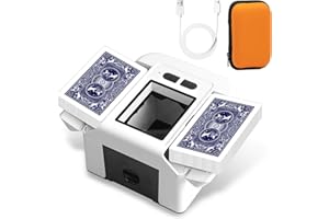 KAZAIGOU Kartenmischmaschine Elektrische - Automatischer Mischmaschine Karten, Kartenmischer mit Aufbewahrungstasche, Kartenmischgerät für 2 Decks Poker Kartenspiele, Gleichmäßig & Nicht Eingeklemmt, 2000 mAh