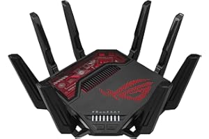ASUS ROG Rapture GT-BE19000 - Router Gaming WiFi 7 tribanda (802.11be), 320 MHz y 4096-QAM, MLO, Dos Puertos 10G, AI WAN, Gaming Network, Aura RGB, AiMesh, Seguridad de Red, VPN, Guest Network Pro