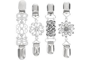 TENDYCOCO Vintage Cardigan Clip Pullover Kette Kreative Silber Farbe Pullover Clips Strickjacke Clip für Kleid Kleidung 4 stücke