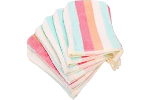 PHOGARY Waschlappen Set 6 für Gesichts & Körperhandtücher, Kinder Weiche Waschlappen, Regenbogenstreifen Korallenfleece Waschhandschuhe, 21×15cm