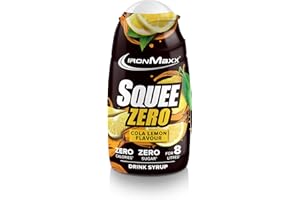 IronMaxx SqueeZero - Sirop sans sucre & zero calorie, Cola Citron 65ml | Boisson sans sucre au goût rafraîchissant | Prépare jusqu’à 8 litres de boisson zero sucre