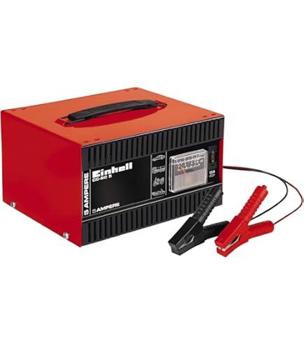 Absaar 77905 Acculader werkplaatslader 6A 12V, voor batterijen van 15 Ah - 60 Ah, rood/zwart, 0635606, 6 A