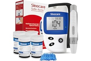 sinocare Medidor de Glucosa en Sangre, Glucometro, Kit Medidor Azucar Sangre con 100 x Tiras de Prueba de Glucosa - mg/dL (accu2 100 kit)