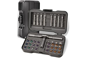 EPICSOA 32 in 1 Magnetic Screwdriver Set, Ratchet Screwdriver Set, DIY Combination Flexible Shaft, Detachable T Ratchet Handle, Magnetic S2 Steel Bits, for Furniture, Precision Electrical Appliance Repair