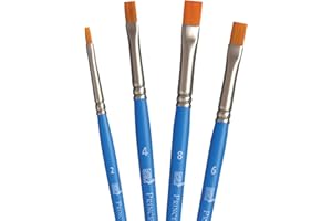 PRINCETON ARTIST BRUSH CO. PRINCETON SelectArtiste, Pinceles para multi-técnica de bellas artes, Sintético, Sombreador Plano, Mango Corto, Bolsa de plásico, 4 unidades