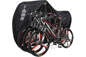 DerBlue Bike Cover for Up to 3 Bikes with Lock Hole - Reflective Safety Loops - Waterproof, UV Protection - Heavy Duty 210D Nylon Ripstop