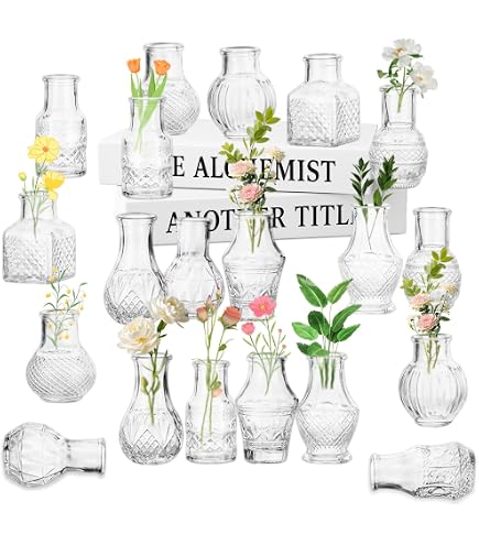 Lot De 20 Mini Vases En Verre Transparent - Formes Variées (Environ 5x8 Cm) - Décoration De Table, Mariage, Centre De Table
