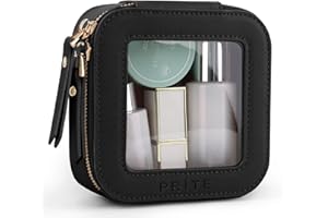 Prite Mini Trousse de Maquillage Transparente Petite Étui Cosmétique pour Sac à Main Pochette de Toilette Imperméable pour Voyages Essentiels et Organisateur de Voiture (Noir)