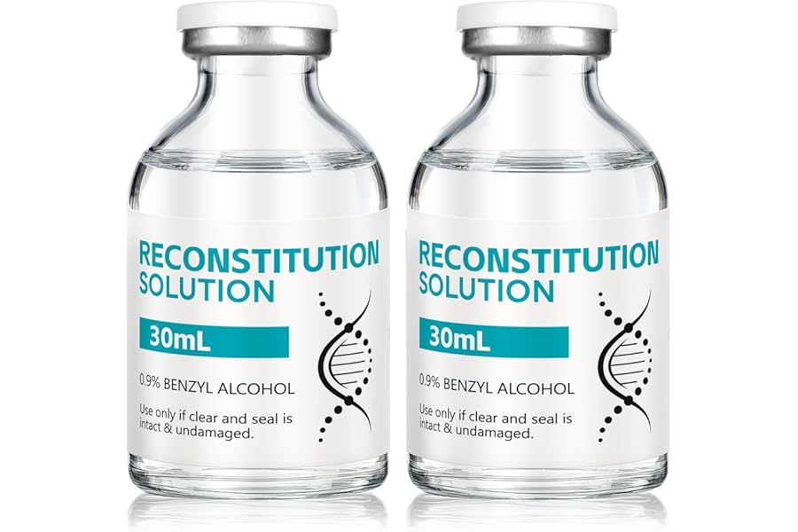 30ml Reconstitution Solution, 2 Pack Laboratory Supply, Premium Glass Lab Vials with Leak-Proof Cap