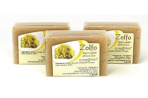 LYNPHA VITALE Sapone allo Zolfo - Sapone Viso per Pelli Grasse o Miste - Saponetta allo zolfo 100% Naturale e Vegetale - Made in Italy - Confezione da 3