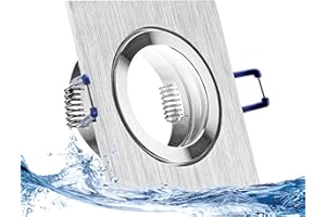 ‎TRENDLIGHTS24 trendlights24 Mare IP44 Bad Einbaustrahler Aluminim gebürstet eckig 230V LED 1er Set 3,0W 250lm GU10 Warmweiß Deckenspots für Badezimmer, Feuchtraum