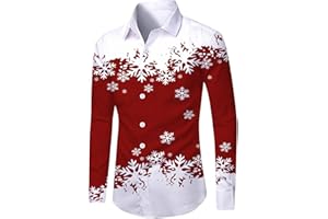 C'EST TT Weihnachts Hemd Herren Weihnachten Muster 3D Bedruckte Weihnachtshemd Herren Hemd Langarm Hemden Xmas Kostümhemd Businesshemden Kostümhemd Für Festival Party Langarmhemd