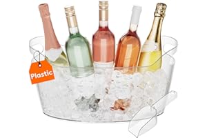 Lifewit 6,5 L Flaschenkühler mit Eisschaufel, Kunststoff Sektkühler Schale (38 × 18 × 20 cm), Großer Eiskübel mit Griffen für Wein, Bier, Champagner, Getränke, Vorratsbehälter für Obst, Gemüse