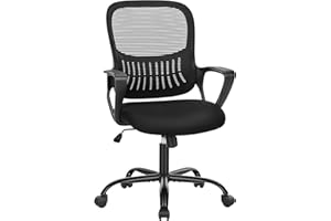 Sweetcrispy Bürostuhl Ergonomisch, Schreibtischstuhl mit Lendenwirbelstütze, Verstellbaren Armlehnen Drehstuhl, Höhenverstellbarer Office Chair, Bürostühle Geeignet für Büro und Schlafzimmer (Schwarz)