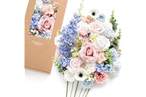 ‎LING'S MOMENT Ling's moment Künstliche Blumen und Grün für DIY Englisch Pastell Deluxe Box Hochzeit Blumenstrauß Mittelstücke Blumenarrangement Dekor