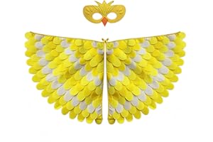 Proumhang Costume da 2 pezzi per bambini con ali di uccello per età da 3 a 8 anni,gufo di uccello e maschera di pavone vestito da gufo, maschera per occhi e ali di feltro,Halloween,Stile 16