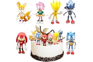 WELLXUNK Decoración De Pastel De Sonic, 6Pcs Sonic Mini Juego De Figuras, Sonic Topper de Tarta, Cake Topper Figuras Set, Sonic Cake Topper Pastel, Figuras Decoración Pastel, Sonic Cupcakes Toppers