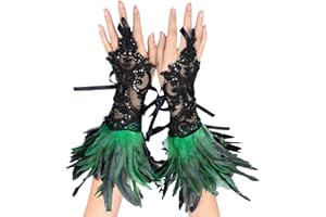 YOUYIKE Guantes de Encaje de Plumas, Guantes de Encaje Vintage, Guantes de Encaje, Adecuados Para Fiestas Nocturnas, Carnaval, Halloween, Graduaciones, Cosplay, Fiesta
