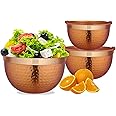 WINSOR Multi-Purpose Bowl with lacquered hammered | Mixing Bowls, Salad Bowl Large Medium Small Set of 3 | Popcorn Bowl, Stainless Steel Serving Bowls