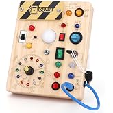 Tableau D'activité Montessori - 10 Interrupteurs Et 23 LED - Jouet Bois 1-3 Ans