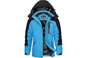 KEFITEVD Chaqueta Cálida de Invierno para Mujer al Aire Libre Abrigo Impermeable a Prueba de Viento Chaqueta de Esquí para Acampar con Capucha Desmontable