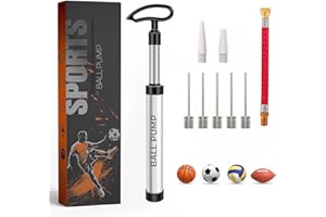 Active 100 Ball Pump with Needle - Football Pump with Nozzle & Extension Hose, for Basketball, Rugby Ball, Durable Aluminium-alloy Tube, Ergonomic Design, Fast Air Inflator