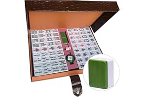 LANYOTA Mahjong-Set Großes Elfenbeinfarbe Ziegeln Mit Arabische Ziffern Fliesen Chinesisches Mahjong-Spielset 146 Tiles Majiang(grün)