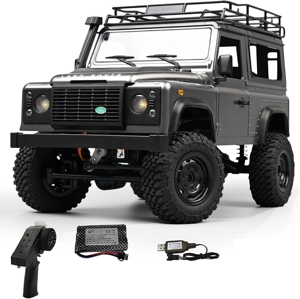 MN Model MN99S V2 1/12 Land Rover Defender 4WD RC Model Crawler Offroad Uzaktan Kumandalı Araba Truck RTR Lisanslı Gümüş+Dahili Işık Seti MN-99S V2