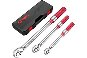 VANPO Clé Dynamométrique 1/4" & 3/8" & 1/2", 3 Pièces Kit D'entretien pour Vélo Moto y Auto, Clé Dynamométrique 5-25Nm, 5-60Nm, 20-220Nm, Précision ±3% avec 72 Dents Tête à Cliquet Réversible