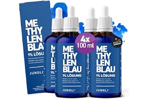 Metylenblå lösning 1% USP, 4x 100 ml, Farmaceutisk kvalitet, tungmetallfri, laboratorietestad kvalitet - tillverkad i Tyskland av JUNALI