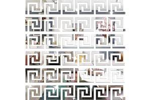 NAILDOKI Adesivi Murali, Set Adesivi Specchio Acrilico, 30 Pezzi Adesivi Murali Specchio Fai da Te per Arredamento Camera da Letto Soggiorno (Argento)