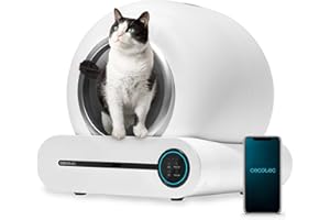 Cecotec Selbstreinigende Katzentoilette Pumba 8000 CleanKitty Smart. 18W, 9L Kapazität, Dreifaches Desodorierungssystem, WiFi-Steuerung und Display, Leise und Sicher mit Infrarotsensor