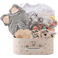 Coffret Cadeau Naissance Bébé Gobesty 7 Pièces - Serviette, Bavoir, Peluche, Chaussettes