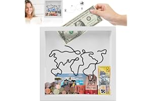 Gxlaihly Caja de archivo de aventura,Caja De Viaje para Recuerdos,caja de recuerdos de madera con ranura en la parte superior,Marco De Fotos para Decoración De Pared Y Mesa,Marco De Recuerdos（30 × 30）