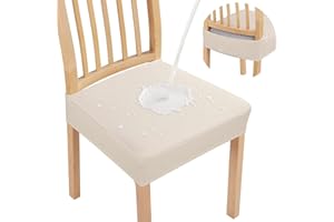 Dioxide Fundas Sillas de Comedor Impermeable TPU Elásticas Sin Brazos,Ajustables y Lavables Funda Silla Jacquard Universales para Hogar,Restaurante,Fácil de Instalar y Limpiar Duraderas (Blanco)