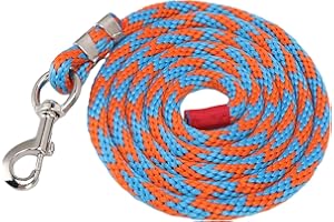 Tissting Corde de Plomb de Cheval de 4 M/13 Pieds Corde de Plomb Lourde en Alliage de Nylon Durable Adaptée aux Chevaux, au Bétail, pour L'entraînement et la Récréation(Bleu-Orange)