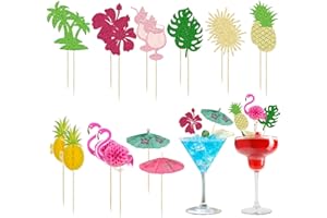 LQTSLFM Decorazioni Cocktail Estate, 18 Pezzi Decorazione Cocktail Spiaggia, Decorazione Torta Hawaiana Accessori Cocktail Frutta per Decorazioni delle Feste Estive (Colore A)